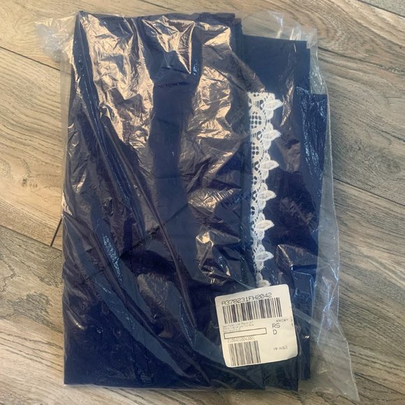 NWT ISAAC MIZRAHI 24/7 STRETCH WIDE LEG LACE TRIM PANTS ROYAL NAVY 20W - Picture 6 of 8